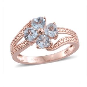 18k Rose Gold TOPAZ Sky Blue Ring Size 8